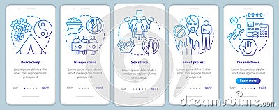 Peaceful protest onboarding mobile app page screen vector template. Nonviolent public demonstration walkthrough website Vector Illustration