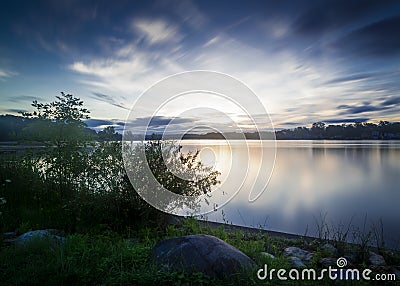 A Beautiful Early Morning Sunrise At The Lake Stock Photo