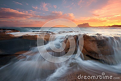 Peaceful sunset on the Mediterranean Sea Stock Photo