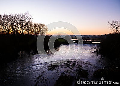 Peaceful sunset at River Great Ouse Stock Photo