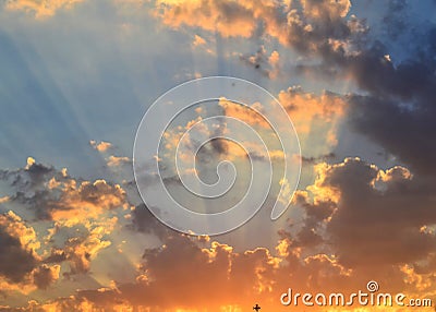 Peaceful Sunset Sky and Clouds Stock Photo