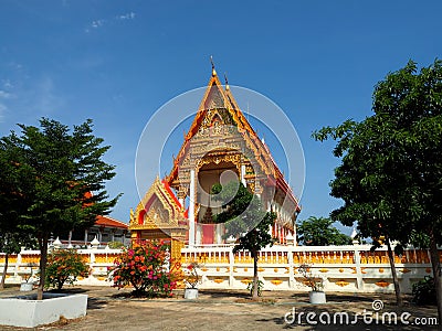 Peaceful Thai temple bathed in morning light Stock Photo