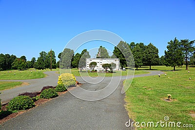 Peaceful view of a cemetery on an autumn day. North Carolina Editorial Stock Photo