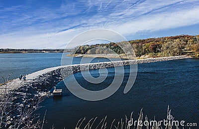 Peaceful view of the long rocky walkway Stock Photo