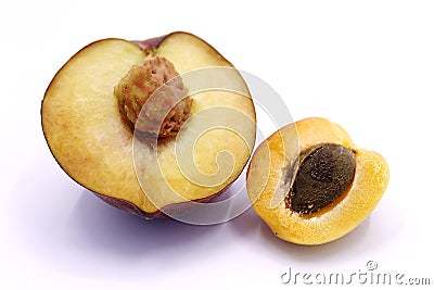 Peach and apricot sliced closeup Stock Photo