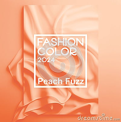 Peach background of textiles with label. Fashion color of 2024 year. Banner for article and design Editorial Stock Photo