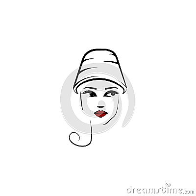 Peach basket hat, girl icon. Element of beautiful girl in a hat icon for mobile concept and web apps. Thin lin Peach basket hat, g Stock Photo