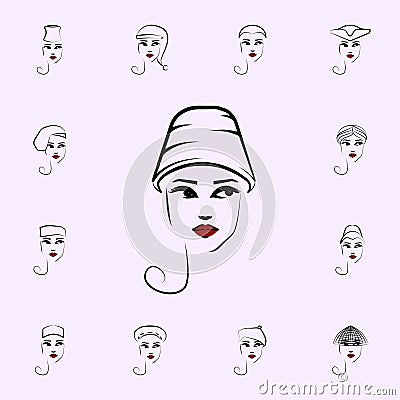 Peach basket hat, girl icon. Hat, girl icons universal set for web and mobile Stock Photo