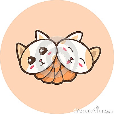 Peach Cute Kitten Circle Laptop Sticker Stock Photo