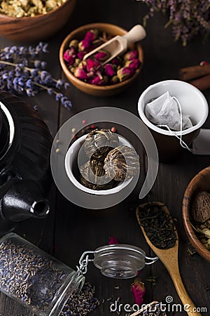 Peach Of The Dragon: Traditional chinese bound tea Stock Photo