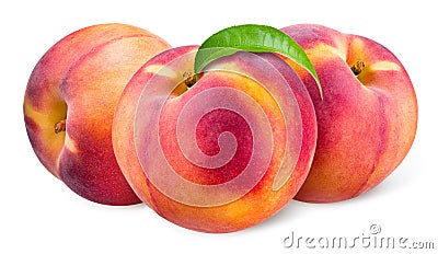 Peach fruits isolated on white background Stock Photo