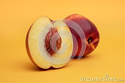 Peach and half Stock Photo