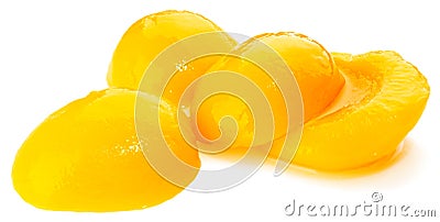 Peach halves on white Stock Photo