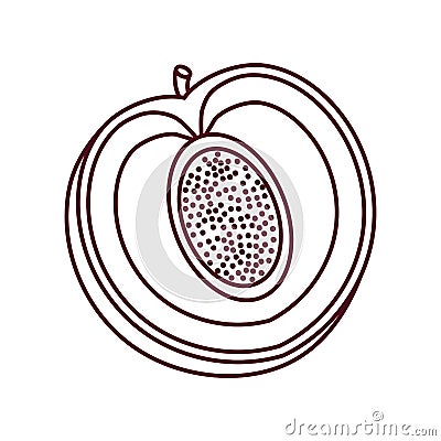 peach harvest fruit line Cartoon Illustration