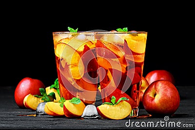 Peach ice tea Stock Photo