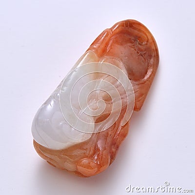 Peach Jade sculpture gemstone pendant Stock Photo