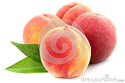 Peach with leaf isolated. Stock Photo