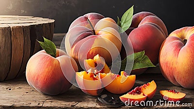 Peach Perfection A Captivating Snapshot of National Peach Pie Day.AI Generated Stock Photo