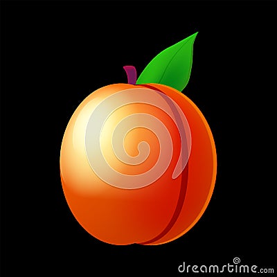 Peach ripe, fruit whole fresh, orange color, icon. Vector illustration machine slot icon cartoon cartoon Vector Illustration