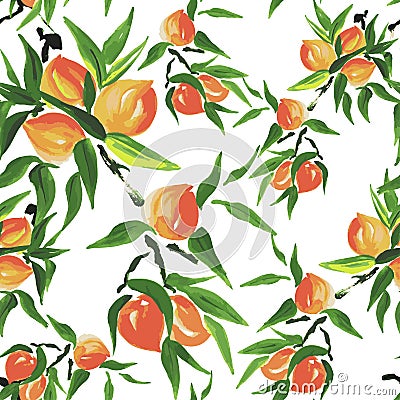 Peach seamless pattern Vector Illustration