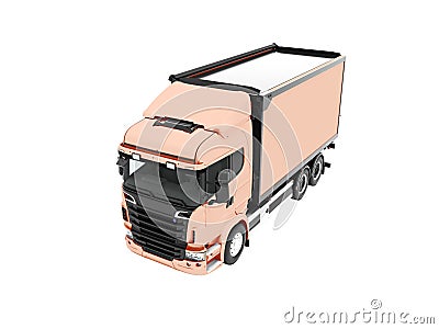 Peach truck with black inserts with carrying capacity of up to five tons perspective 3d render on white background no shadow Stock Photo