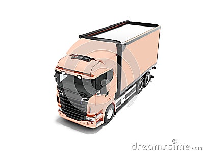 Peach truck with black inserts with carrying capacity of up to five tons perspective 3d render on white background with shadow Stock Photo