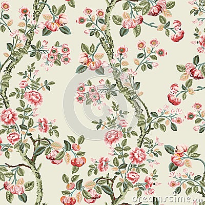 Seamless Floral Peach Vein Surface Pattern Textile Design Vector Illustration