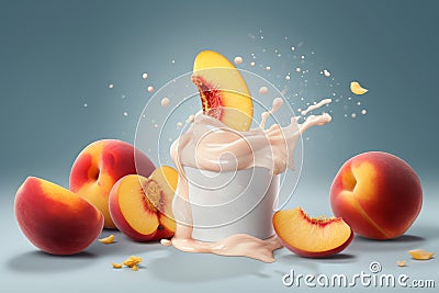 Peach yogurt food. Generate Ai Stock Photo