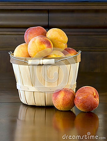 Peaches in Basket 2 Stock Photo