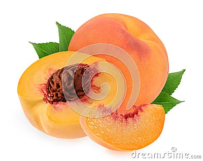 Peaches isolated on white background Stock Photo