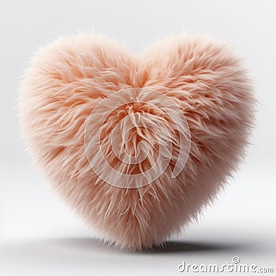 Peachy love vibes. A fluffy cute peach colored heart steals spotlight against a crisp white backdrop Stock Photo