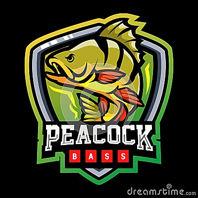 Peacock bass fish mascot. esport logo design Vector Illustration
