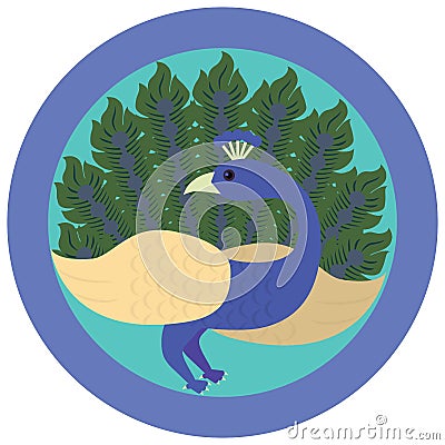 Peacock in circle form Vector Illustration