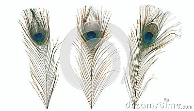 Peacock feather isolated on a white background Stock Photo