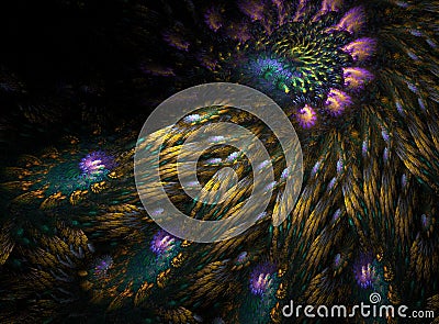 Peacock feathers fractal Stock Photo