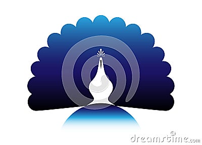 Peacock icon silhouette Logo design template Linear style. Outline bird peacock label with luxurious peacock tail feathers Vector Illustration