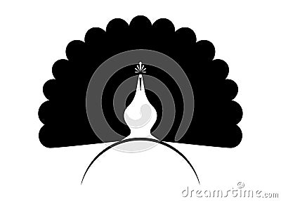 Peacock icon silhouette Logo design vector template Linear style. Outline bird peacock label with luxurious peacock tail feathers Vector Illustration