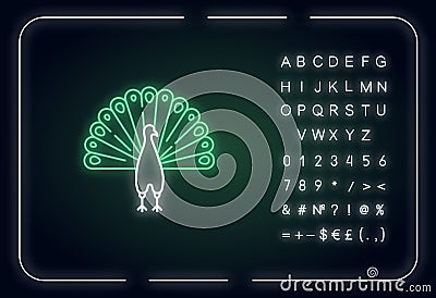 Peacock neon light icon Vector Illustration