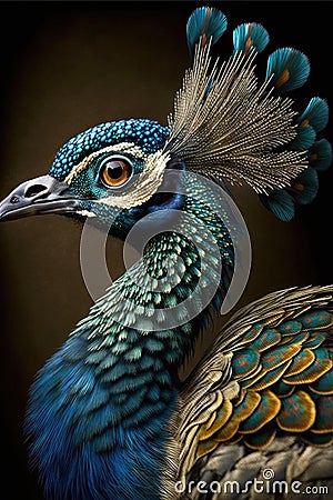 Beautiful Peacock Close Up. Colorful and Vibrant Animal. Stock Photo
