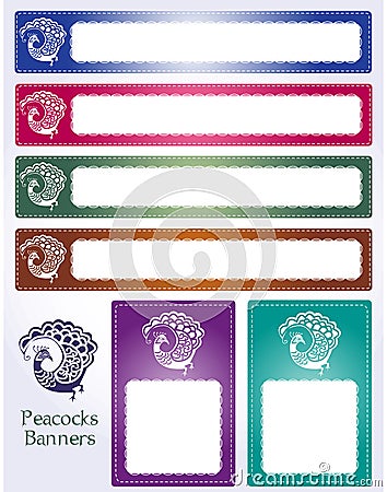 Peacock Web Banners Vector Illustration