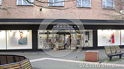 Peacocks clothing and household goods store. Editorial Stock Photo