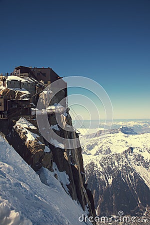 Peak Aiguille du Midi, CHAMONIX, France. Altitude: 3842 meters Stock Photo