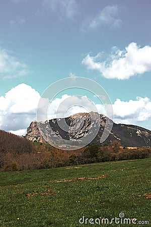 Peak of Bugarach in the Corbieres, France Stock Photo