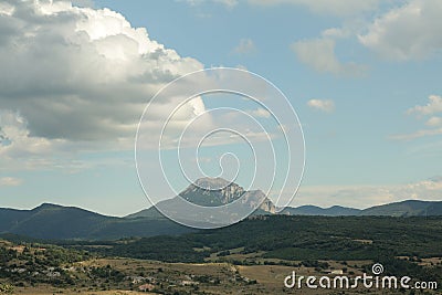 Peak of Bugarach in the Corbieres, France Stock Photo