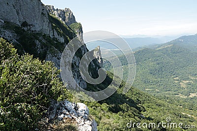 Peak of Bugarach in the Corbieres, France Stock Photo