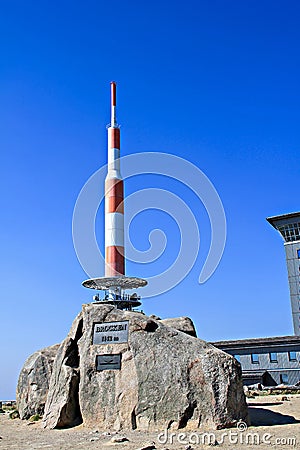 Peak rock at mountain Brocken Stock Photo