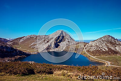 A glacial lake Enol. Asturias, Spain, Europe Stock Photo