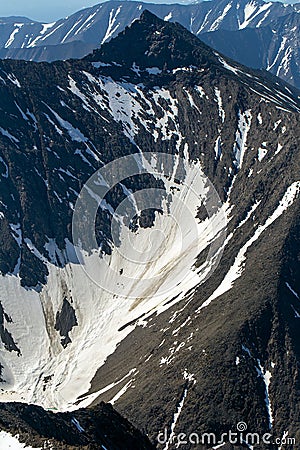 Peaks of picturesque mountains from above Stock Photo