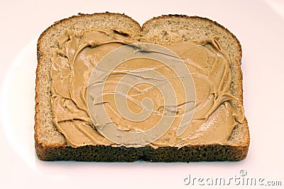 Peanut butter on bread Stock Photo