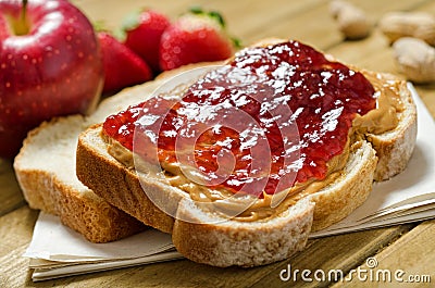 Peanut Butter and Jelly Sandwich Stock Photo